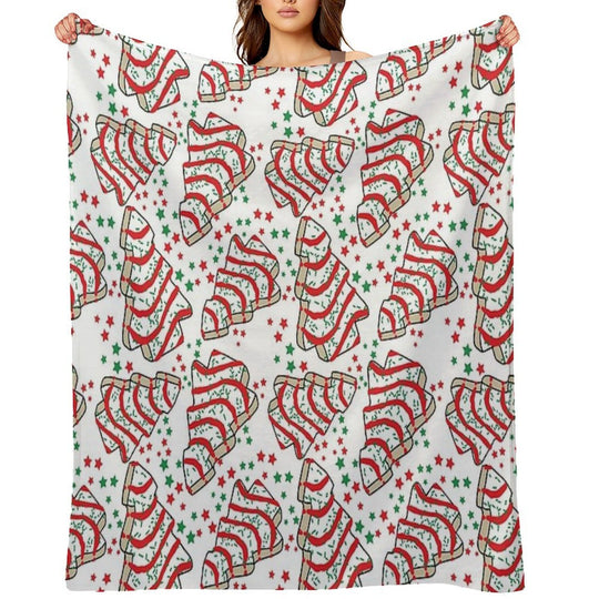 Christmas Tree Snack Cakes Shrink-resistant Throw Blanket