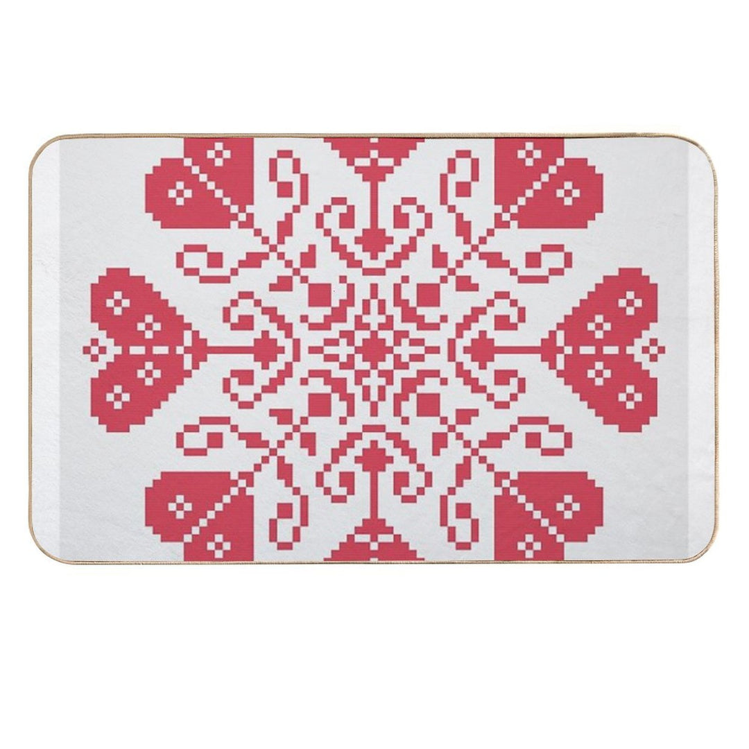 Heart Blossom Traditional German Cross Stitch  Toxin-Free Bath Mat