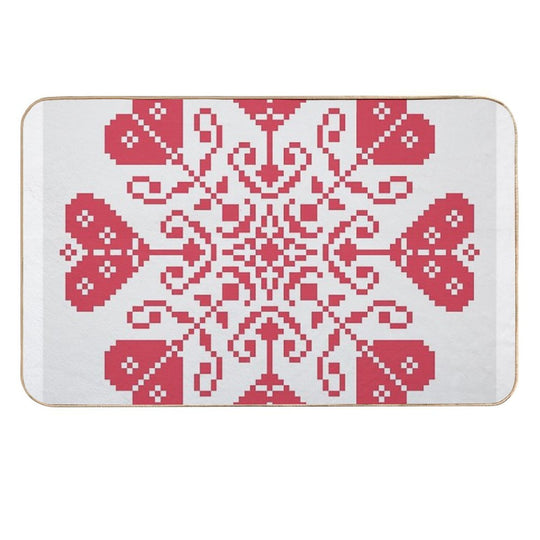 Heart Blossom Traditional German Cross Stitch  Toxin-Free Bath Mat