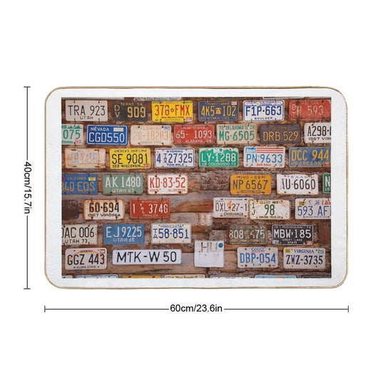 Licence Plate Wall  Odorless Bath Mat