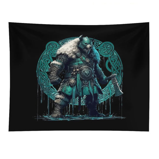 Viking Warrior Bear Knotwork Tapestry