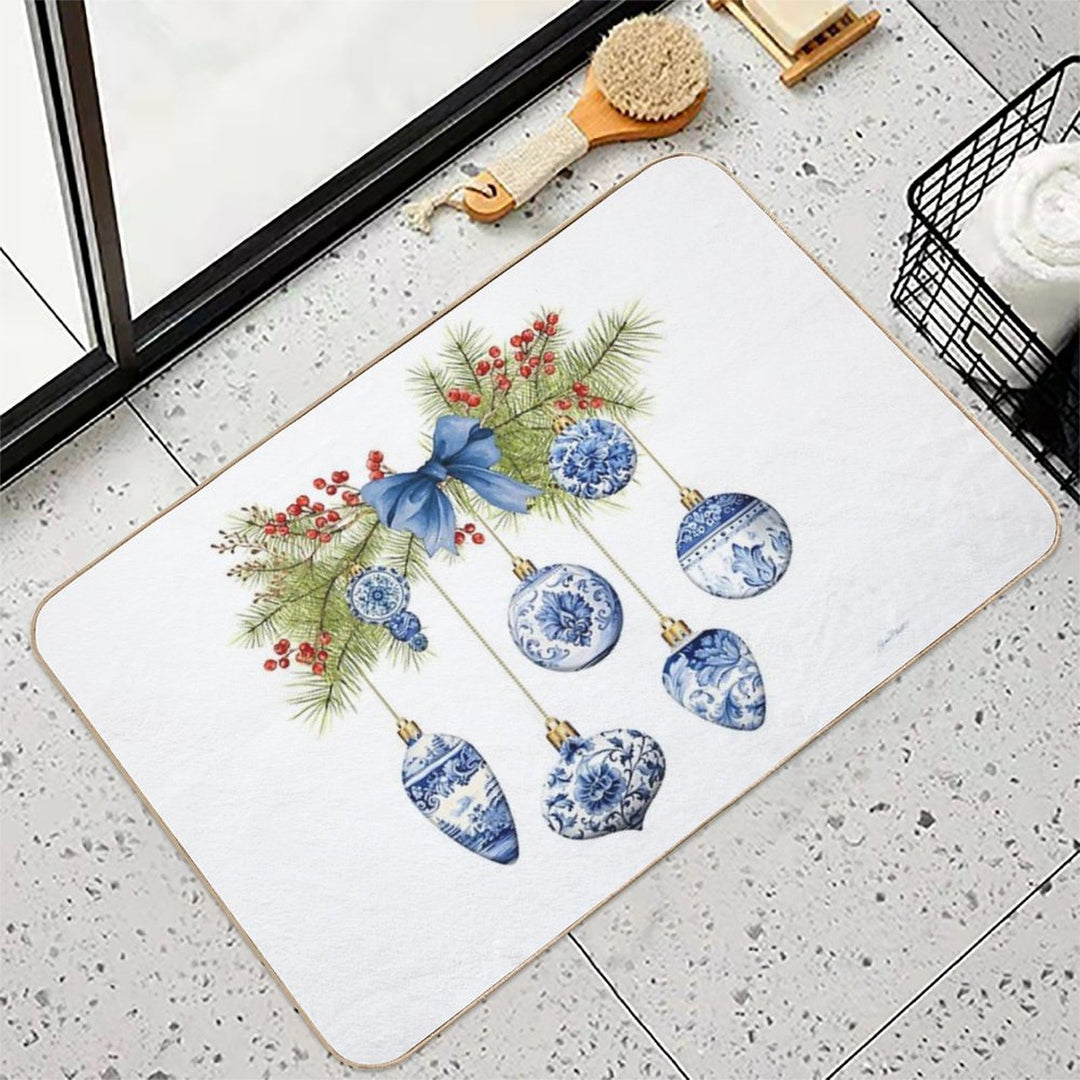 Blue Chinoiserie Christmas A  Toxin-Free Bath Mat