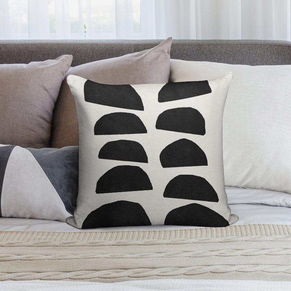 Abstract Black Shapes Art, Mid Century Modern Art Soft Anti-Pilling Throw Pillow