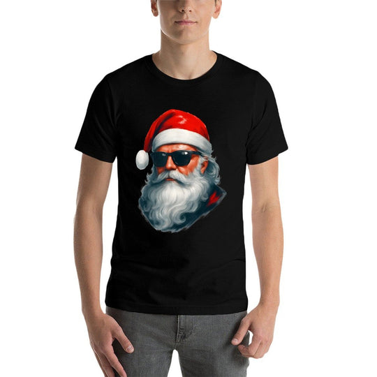Santa Face Retro Sunglasses Funny Christmas Pajama Mens Boys  Lightweight T-Shirt