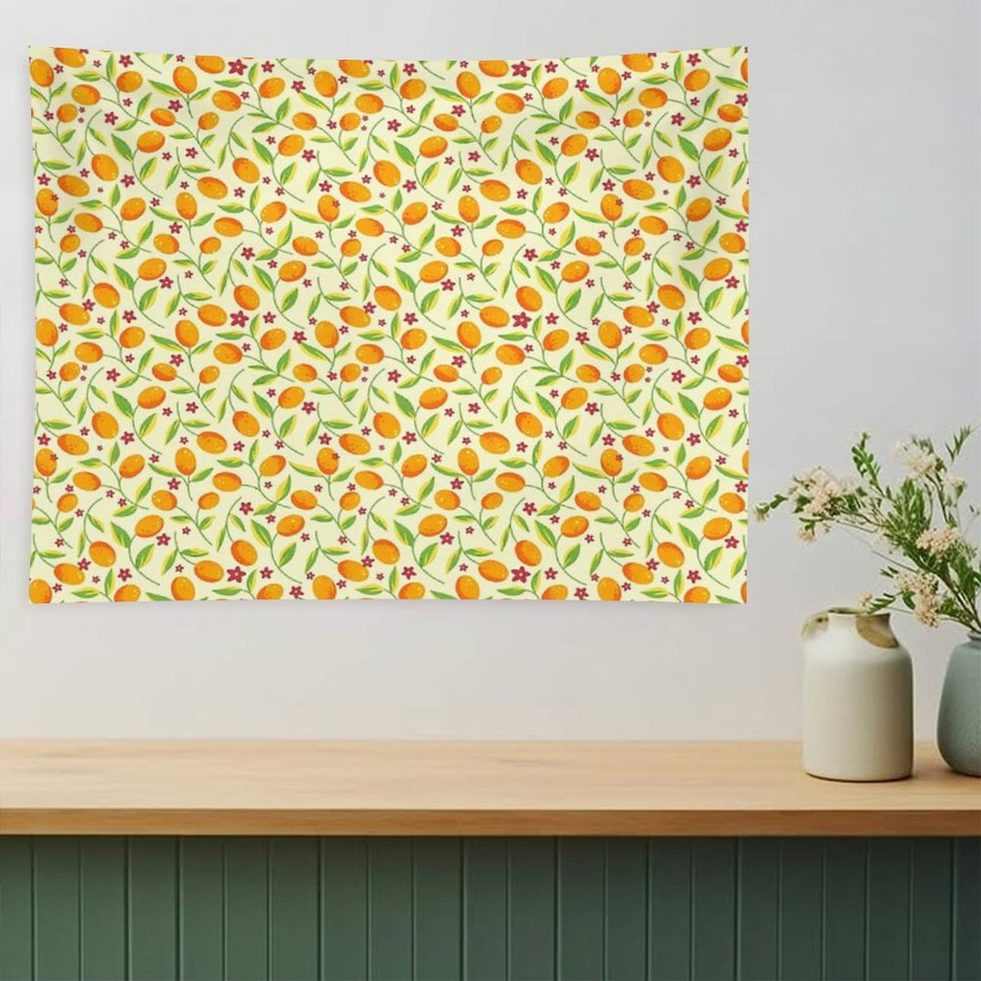 Orange Citrus Floral Pattern – Seamless Summer Fruit Botanical Illustration Tapestry