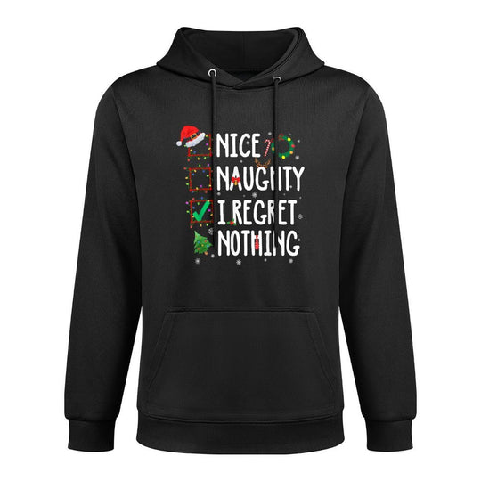 Christmas List Nice Naughty I Regret Nothing Funny Xmas Pilling-Resistant Hoodie
