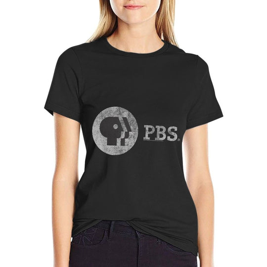 PBS Distressed Vintage Logo Public Broadcasting Service  Trendy Pattern T-Shirt