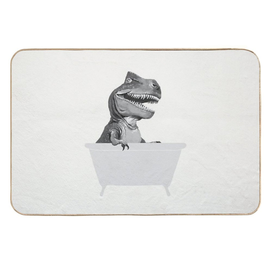 Vintage T-Rex in Bathtub  Repositionable Bath Mat