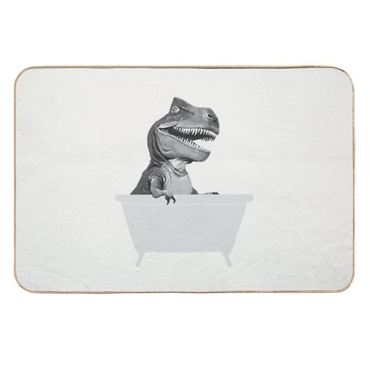 Vintage T-Rex in Bathtub  Repositionable Bath Mat