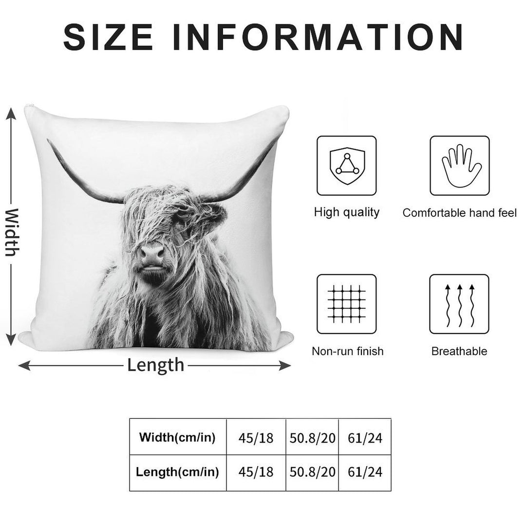 B+W Highland Cow Soft Durable Construction Throw Pillow