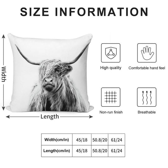 B+W Highland Cow Soft Durable Construction Throw Pillow