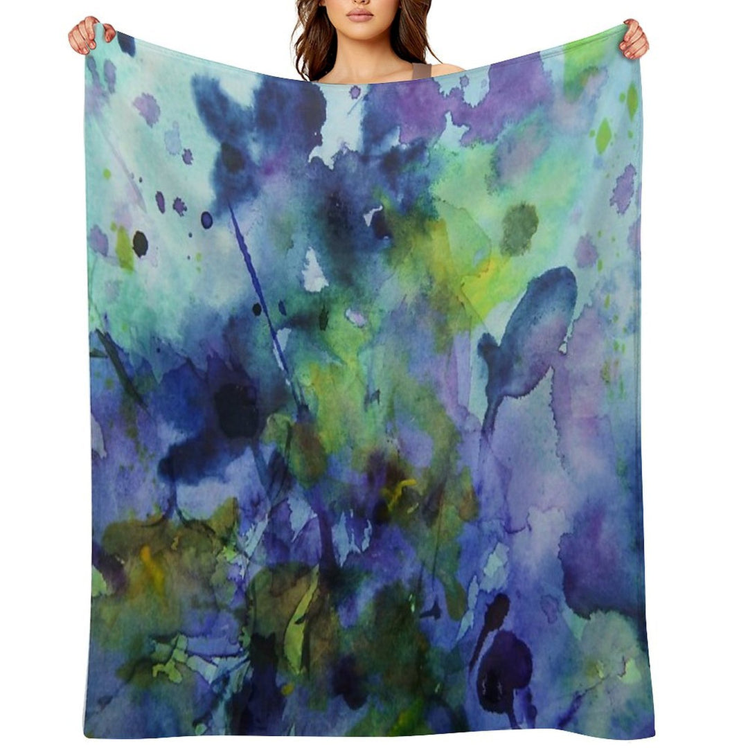Watercolor in Purple And Green Durable Throw Blanket