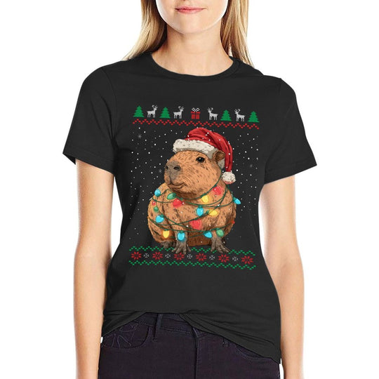 Cute Capybara Ugly Christmas Sweater  Tagless Design T-Shirt