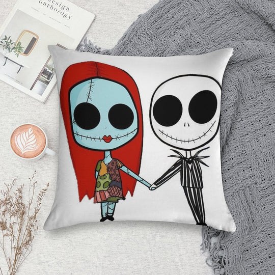 Jack And Sandy - The Nightmare Before Christmas Soft Anti-Pilling Throw Pillow