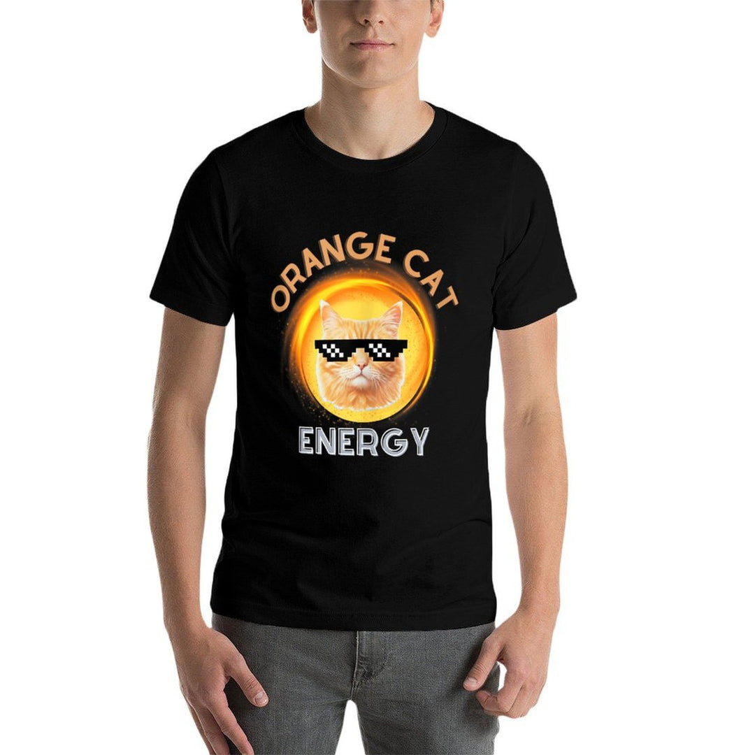 Funny Orange Cat Energy Meme for Orange Cat Lover  Ribbed Collar T-Shirt