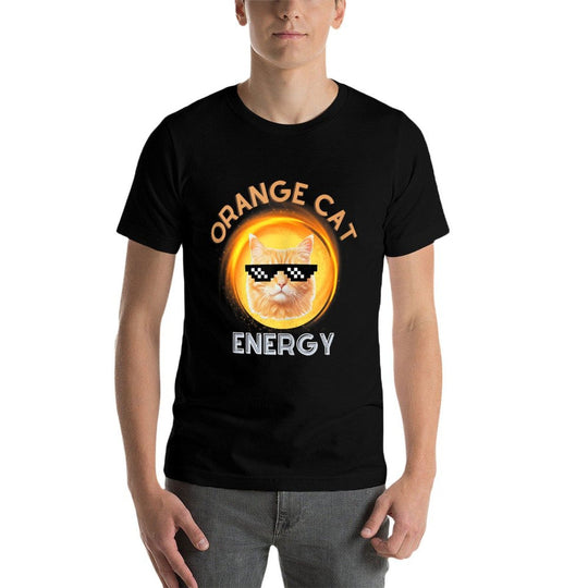 Funny Orange Cat Energy Meme for Orange Cat Lover  Ribbed Collar T-Shirt