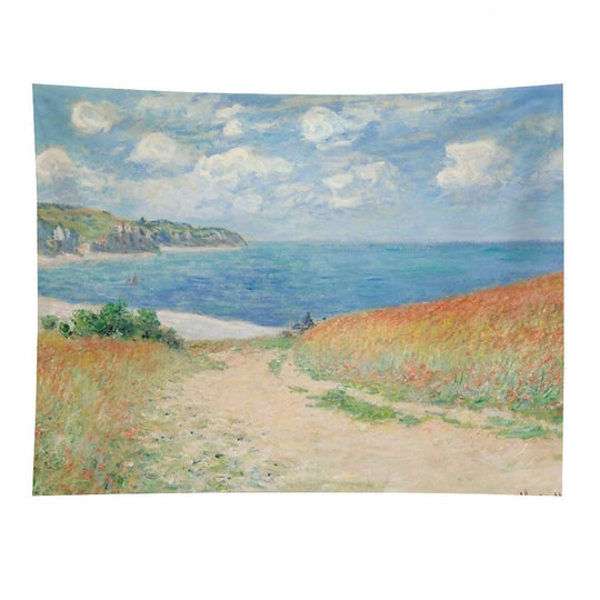 Claude Monet Path Through The Wheat Fields at Pourville 1882 Tapestry