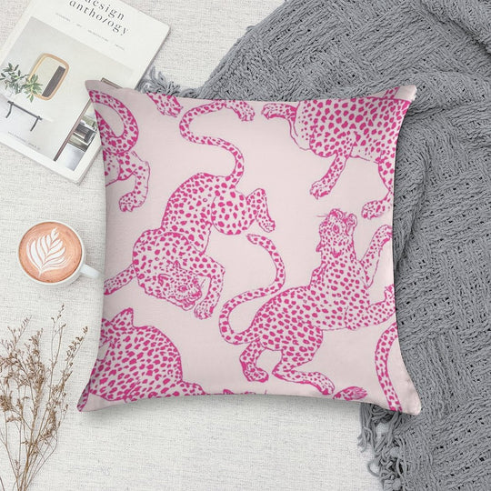 Preppy Pink Cheetah Pattern Soft Luxury Feel Throw Pillow
