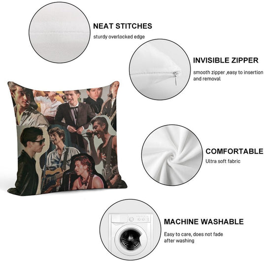 Alex Turner Arctic Monkeys Collage Soft Skin-Friendly Throw Pillow