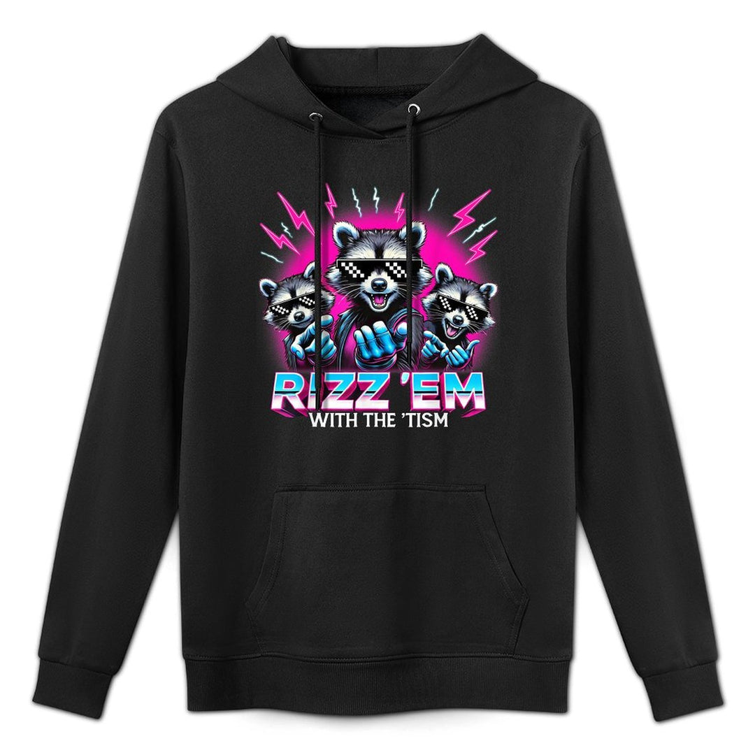 Autism Funny Rizz Em With The Tism Meme Autistic Raccoon Colorfast Hoodie