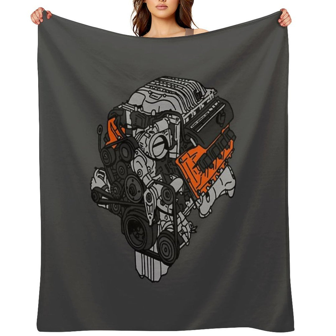 Hellcat Engine Compact Throw Blanket