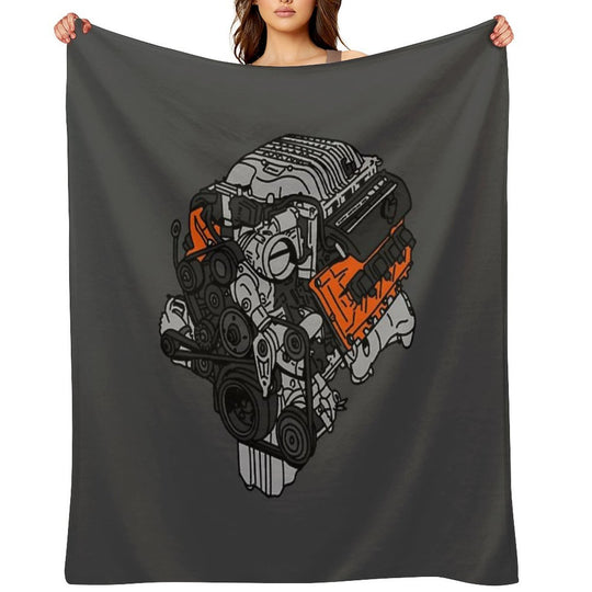 Hellcat Engine Compact Throw Blanket