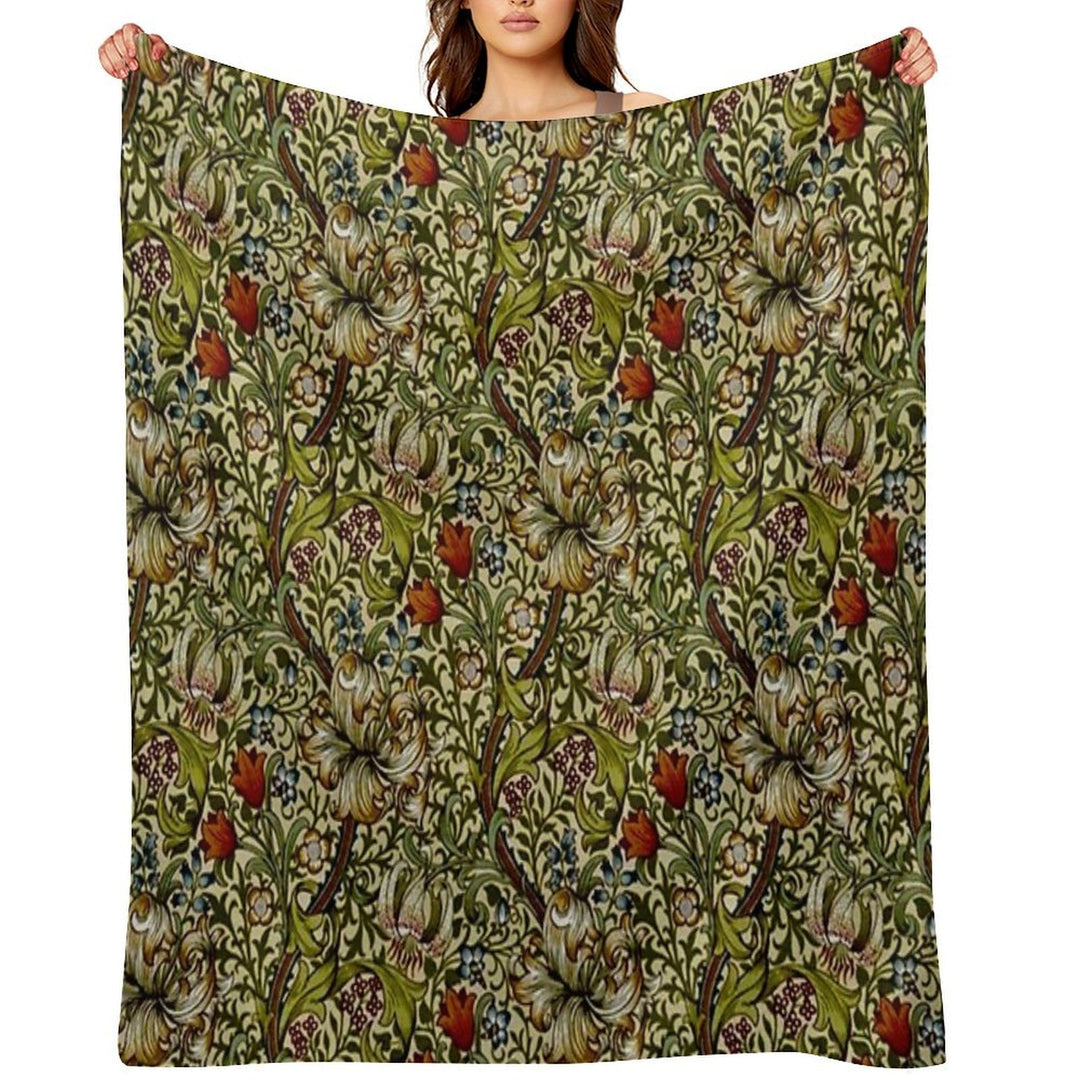 William Morris Golden Lily All-season Throw Blanket