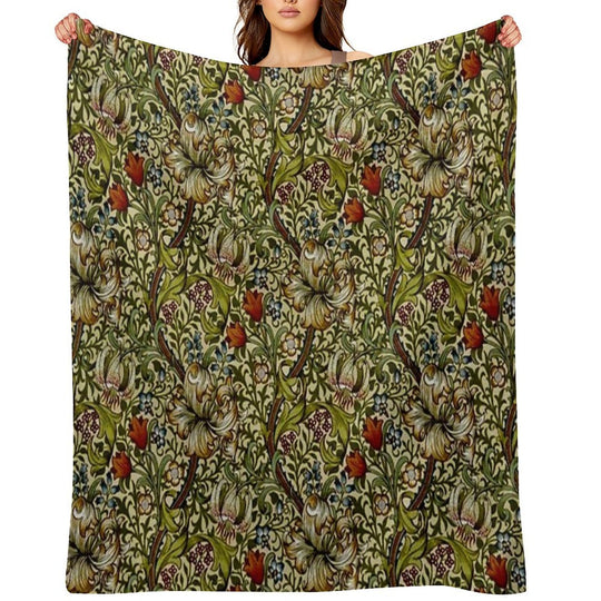 William Morris Golden Lily All-season Throw Blanket