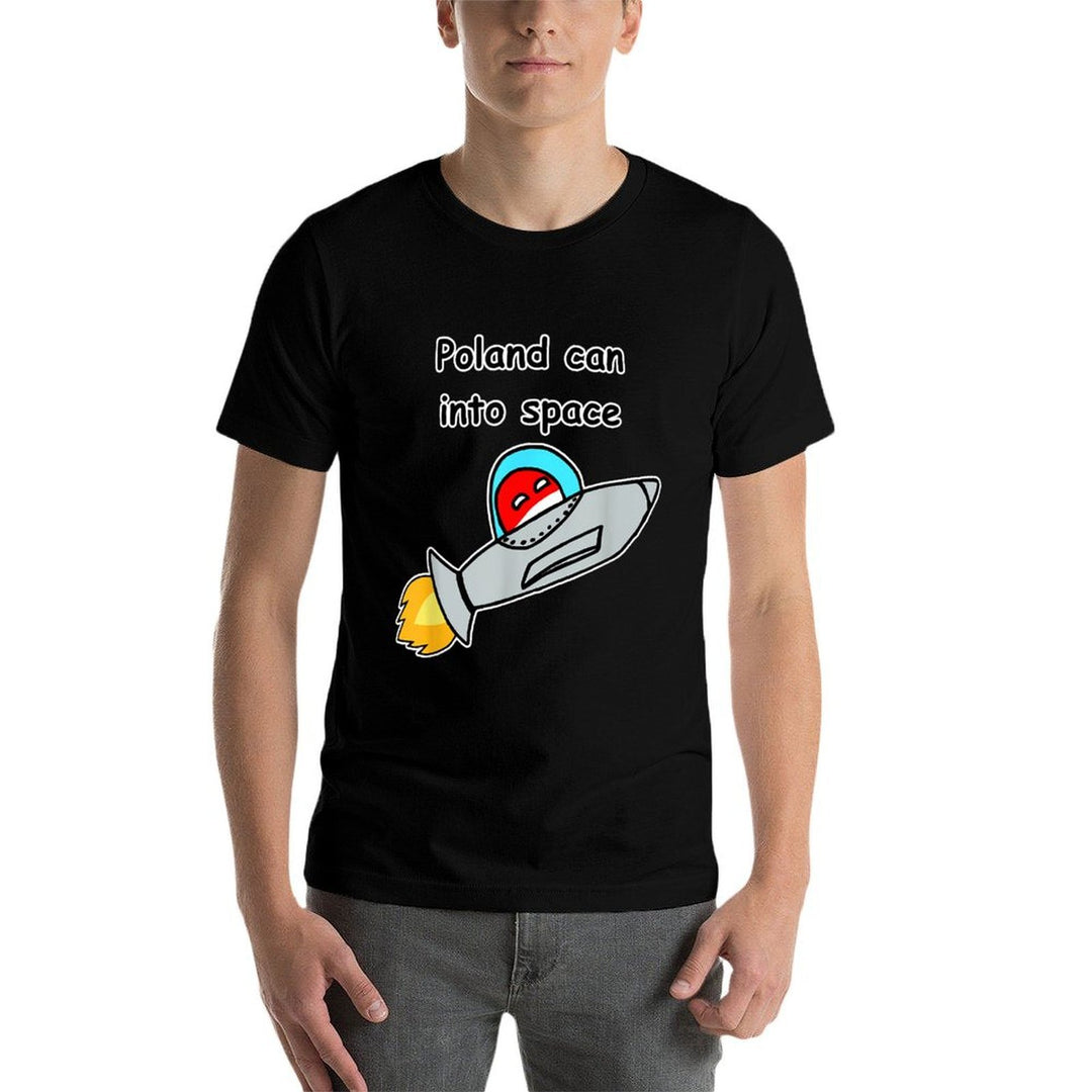 Poland Can Into Space Happy Polandball Meme  High-quality Stitching T-Shirt