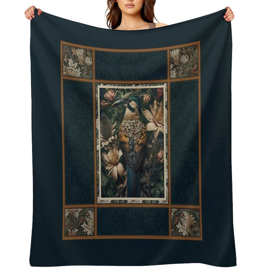 Maxamalist Painting of A Tropical Bird Machine-washable Throw Blanket