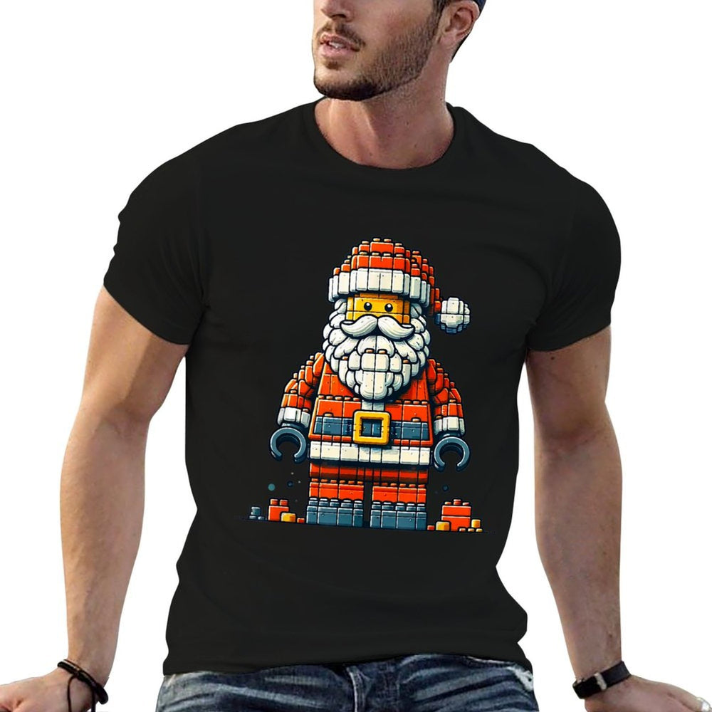 Christmas Builder Block Brick Building Santa Face Mens Boys  Lightweight T-Shirt