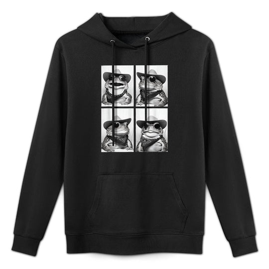 Cowboy Toad with Sunglasses Animal Motif Photo Booth Western Customizable Surface Hoodie