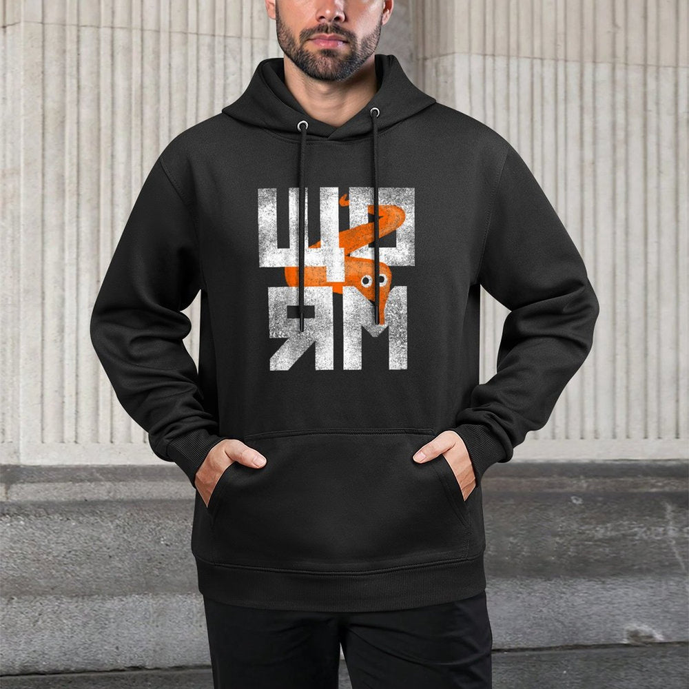Orange Worm On A String Meme Retro Style Shrink-Resistant Hoodie
