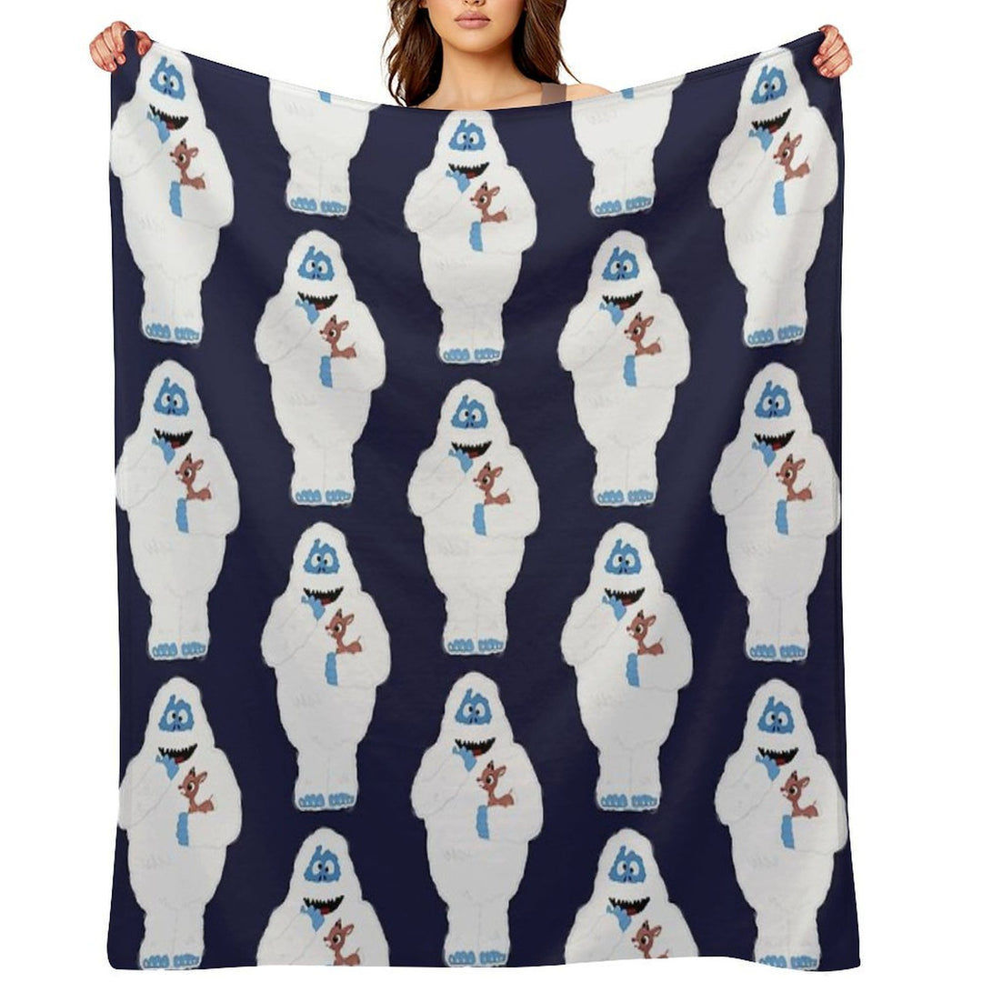 Classic Christmas Abominable Snowman with Rudolph © GraphicLoveShop Compact Throw Blanket