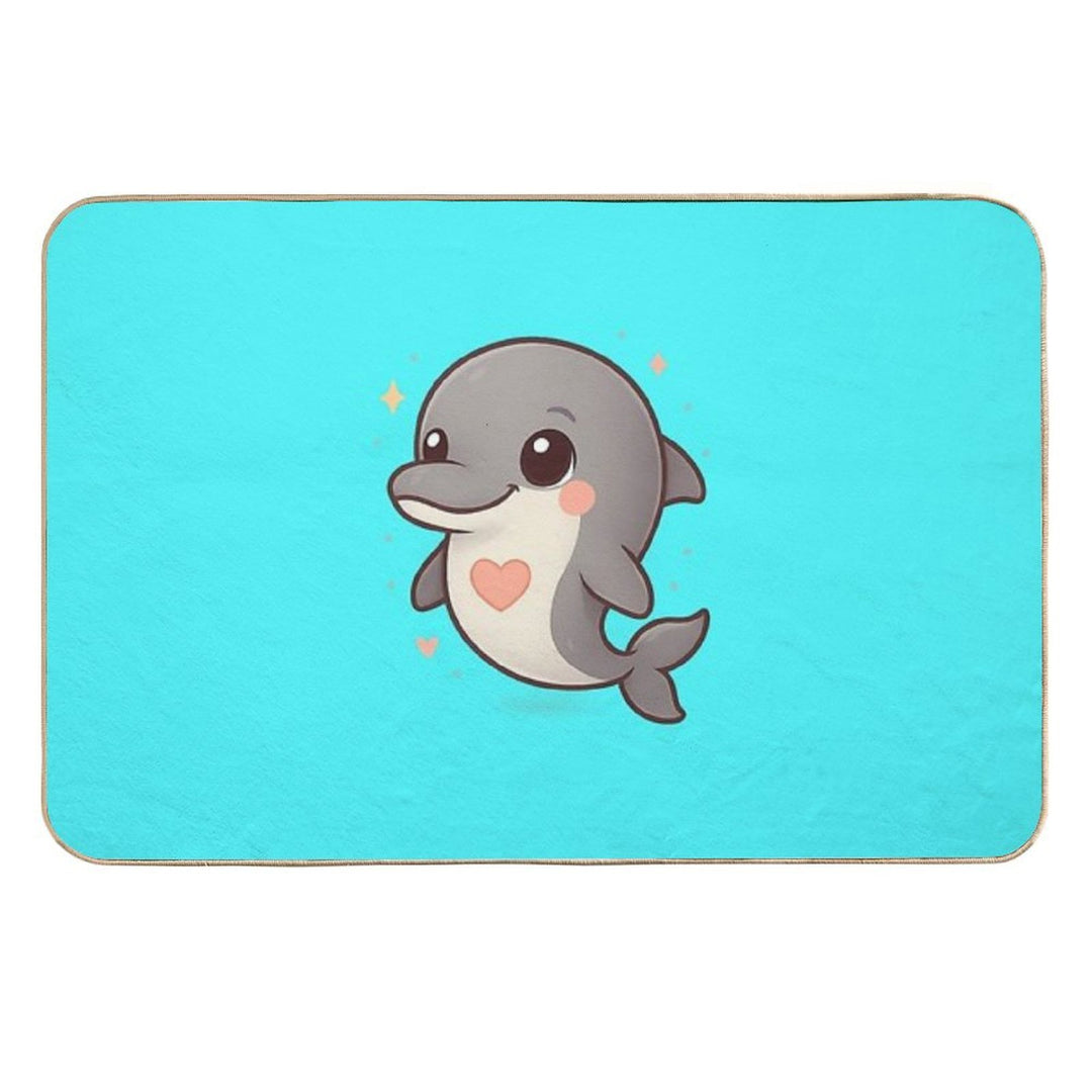 Kawaii Baby Dolphin – Chibi Mascot  Easy To Clean Bath Mat