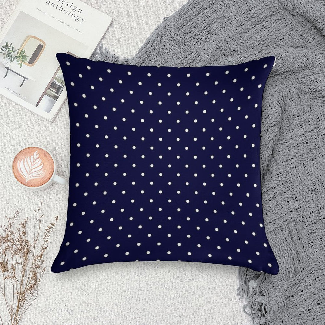 Navy Blue White Polka Dots Soft Shrink-Resistant Throw Pillow