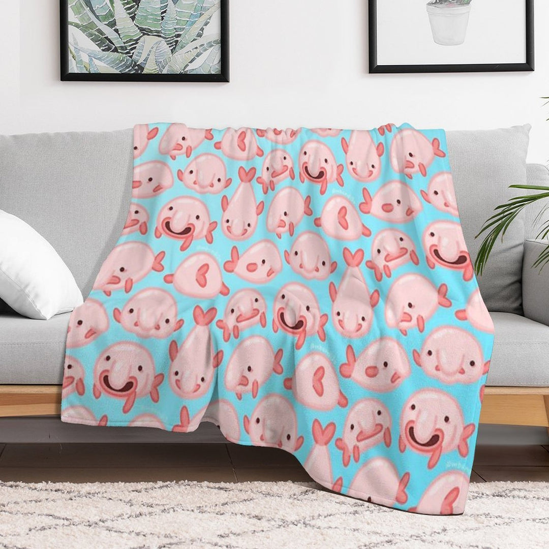 Blobfish Pattern Compact Throw Blanket