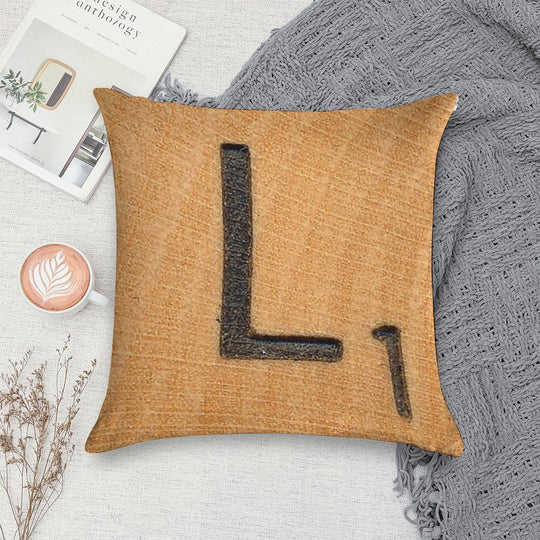 Letter Tile 'L' Soft Anti-Pilling Throw Pillow