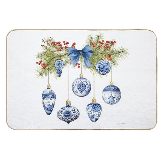 Blue Chinoiserie Christmas A  Rapid-Drying Bath Mat