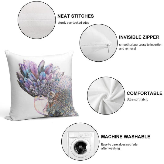 Black Cockatoo Soft Skin-Friendly Throw Pillow