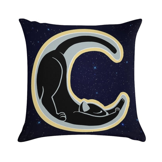 Celestial Stretching Moon Cat Soft Bedroom Essential Throw Pillow