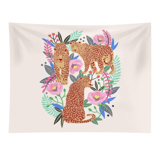 Leopard Idea, Leopard Print, Animal Print, Flower Print Tapestry
