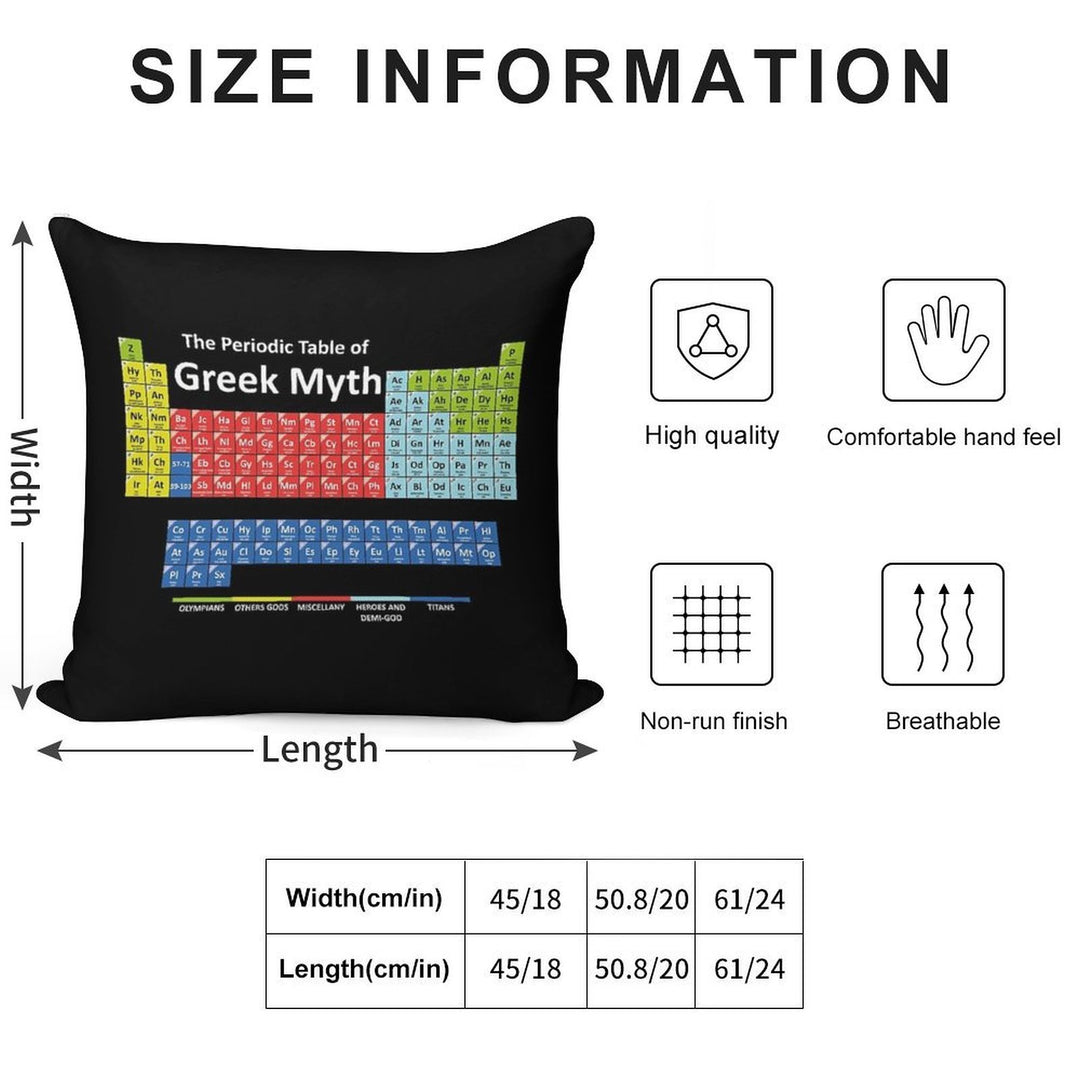 Periodic Table of Greek Mythology Soft Home Decor Throw Pillow