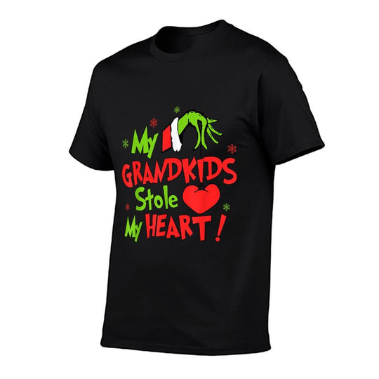 My Grandkids Stole Funny My Heart Matching Christmas Family  Fade-proof Color T-Shirt