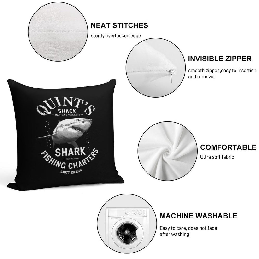 Quint's Shark Fishing Charters Soft Gift Ready Throw Pillow