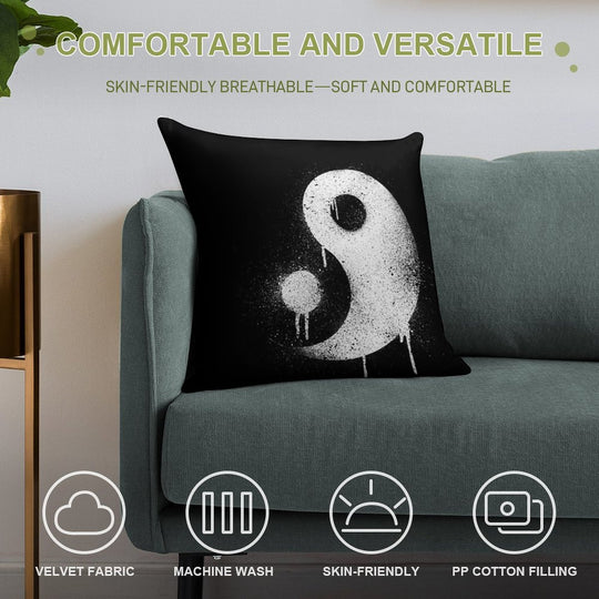 Graffiti Zen Master - Spray Paint Yin Yang Soft Gift Ready Throw Pillow