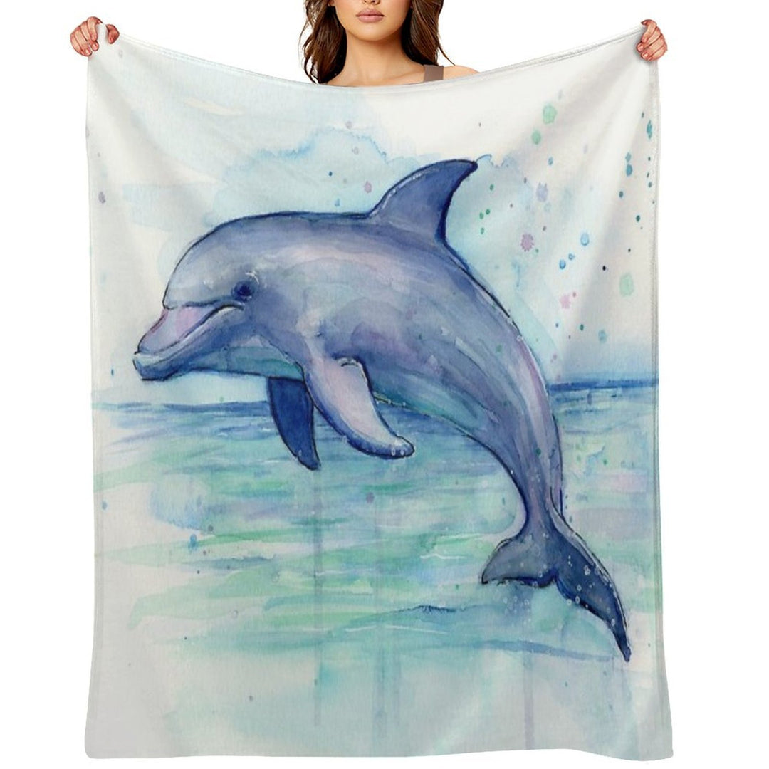 Dolphin Watercolor Gift-ready Throw Blanket