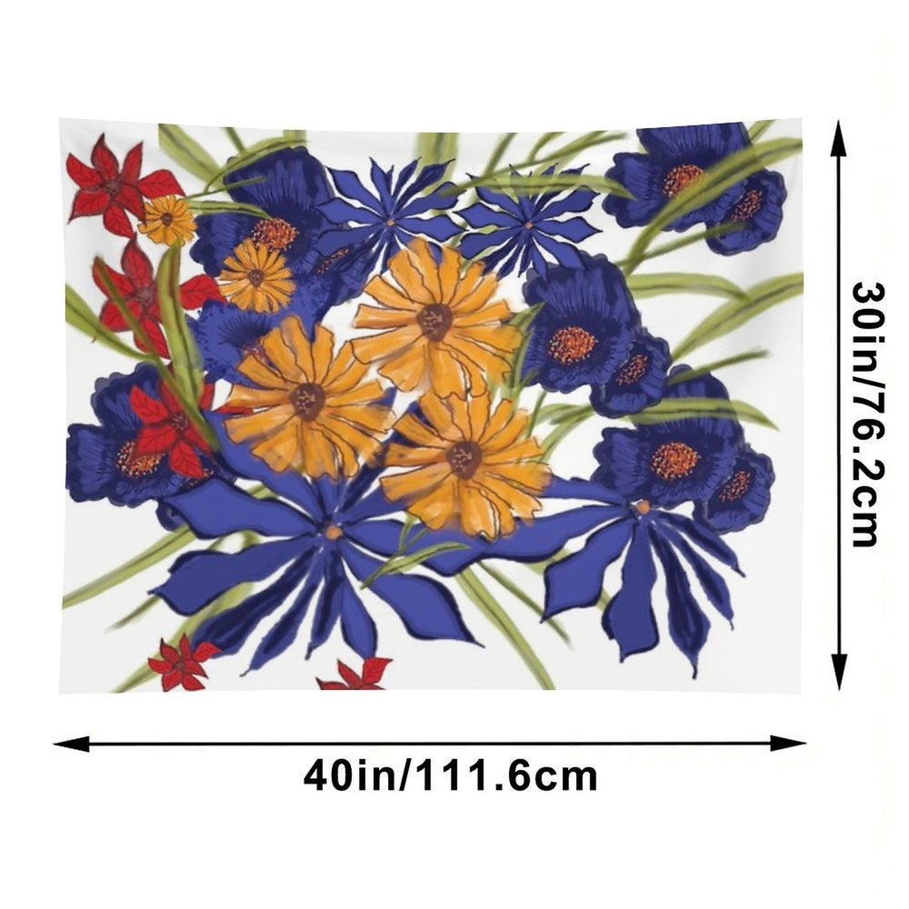 Bold Botanical Symphony – Abstract Floral Digital Art Tapestry