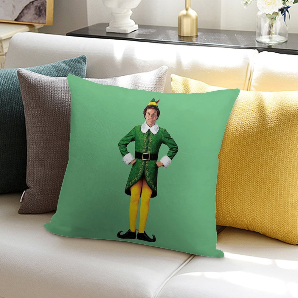 Buddy The Elf, Christmas Movie, Arms Akimbo Will Ferrell Soft Washable Throw Pillow