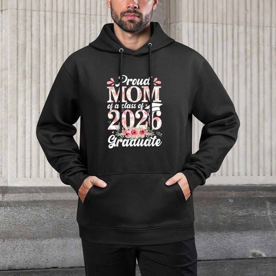 Proud Mom Of A 2026 Graduate Class Senior Graduation Floral Shape Retention Hoodie